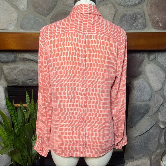 The Limited Ashton Coral Geometric Print Blouse Size M Button Front Long Sleeve - Picture 4 of 10